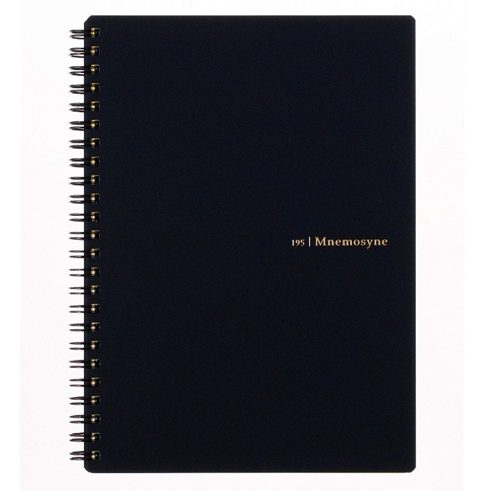 Maruman MNEMOSYNE Notebook 8.27 x 5.83 Inches (A5), 7mm ruled 24-line, 80 Sheets (N195A), Black