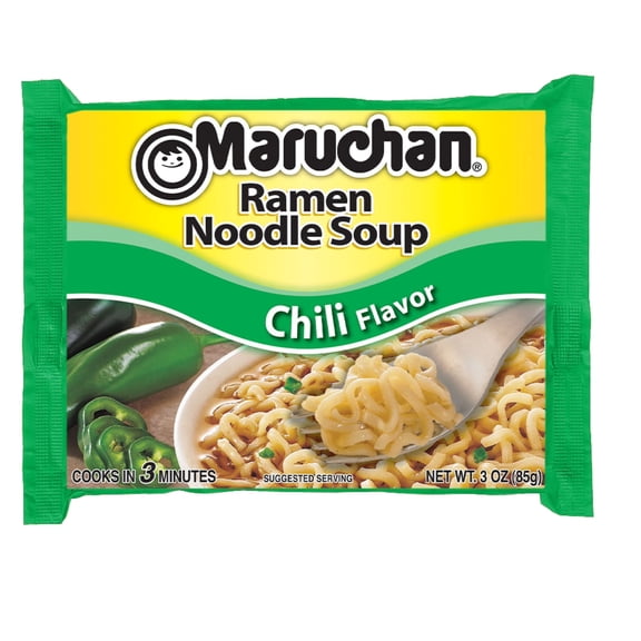 Maruuchan Ramen Noodle Chili Flavor Soup, 3 oz Shelf Stable Package