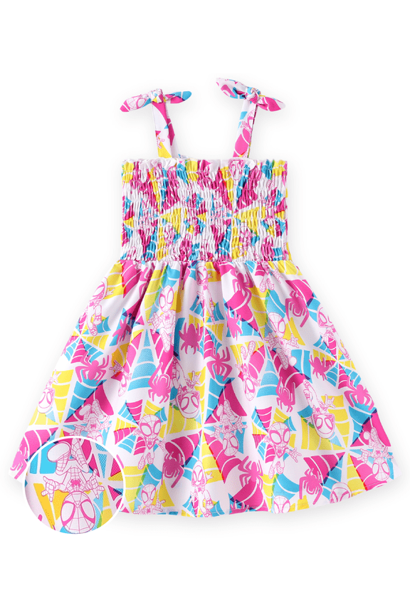 Marvel Girls Dresses Spider-Man Spider-Gwen Ghost Halloween Gifts Halter Pink Summer Dress Baby Toddlers 2T