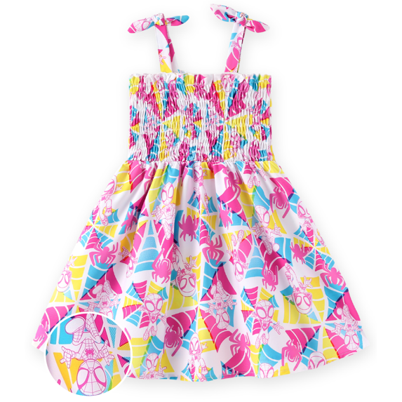 Marvel Girls Dresses Spider-Man Spider-Gwen Ghost Halloween Gifts Halter Pink Summer Dress Toddlers 3-4T