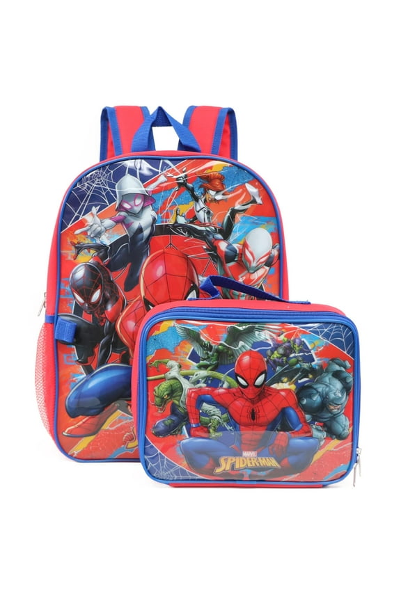 Marvel 16' Full Size Spiderman Backpack with Detachable Lunch Box