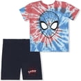 thumbnail image 1 of Marvel 2 Pack Short Sleeve Spiderman Tie Dyed Tee Shirt and Shorts Set for Boys, 1 of 5