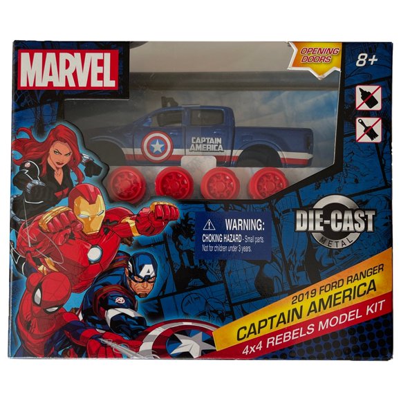 Marvel 2019 Ford Ranger Captain America 4x4 Pick-Up Truck Model Kit