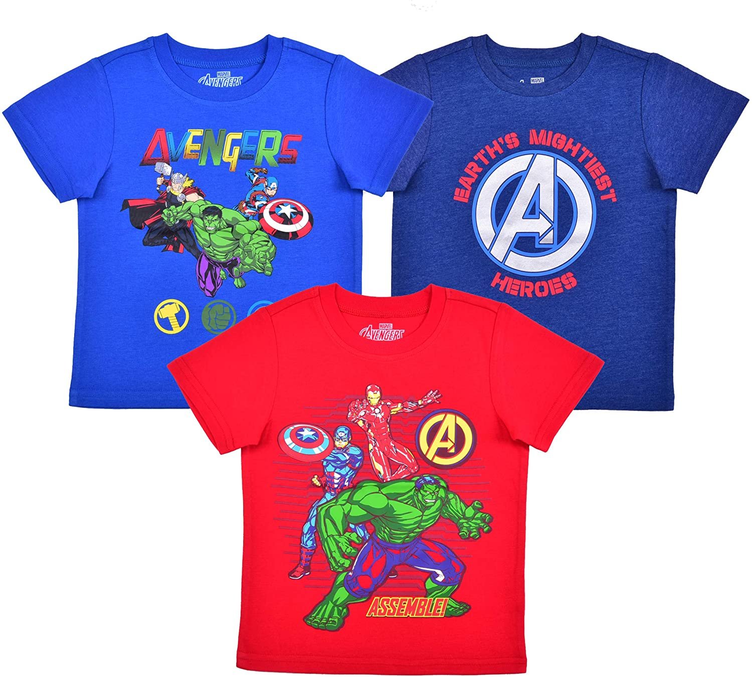 Marvel 3 Pack Boy s Avengers Short Sleeve Superhero Tee Shirt Set 