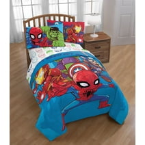 Marvel 4-Piece Superhero Amigos Toddler Bed Set, 100% Microfiber, Blue