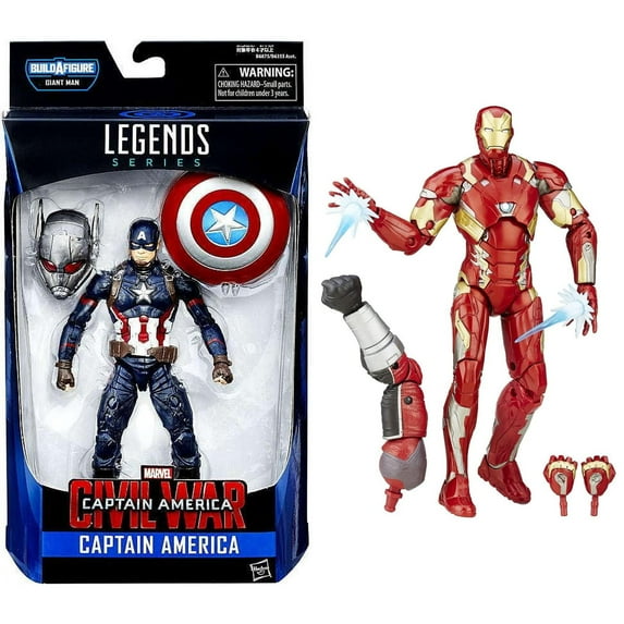 Marvel 6" legends series iron man mark 46 figure + Marvel 6" legends series captain america figure