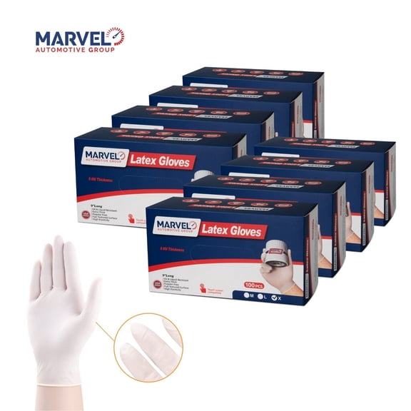 Marvel 8 Mil Latex Gloves Heavy Duty Powder Free- L Box=100 Pairs