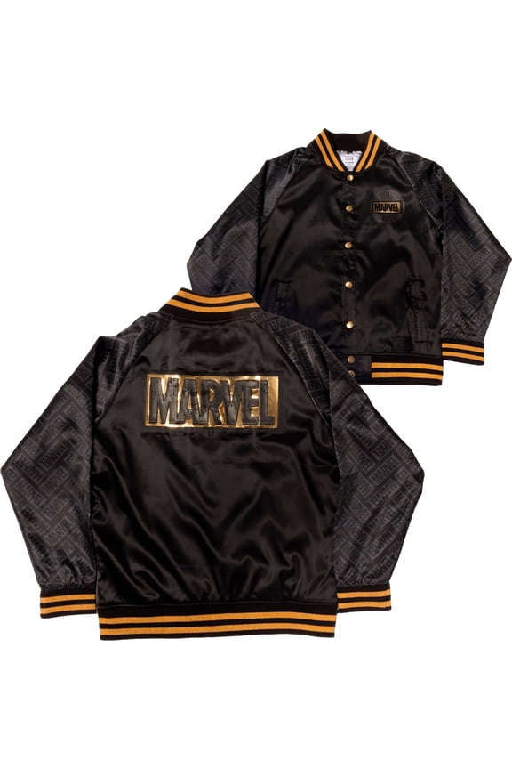 880770-small 85th Anniversary Golden Logo Satin Bomber Jacket by Loungefly - Small