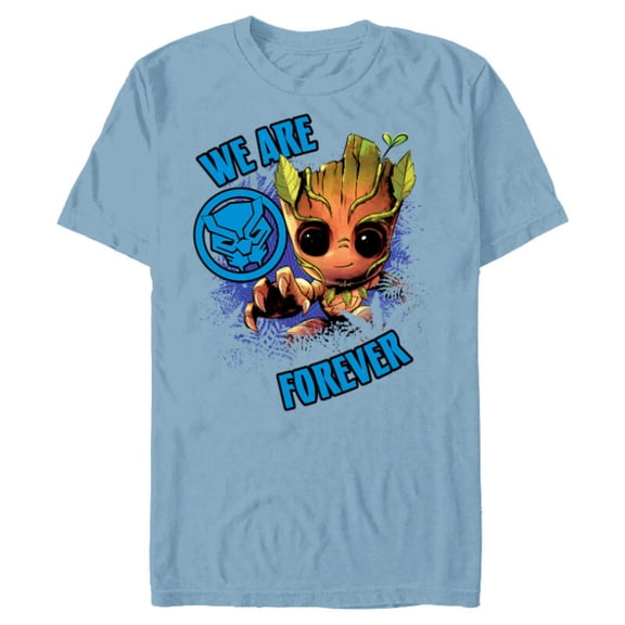 Marvel 85th Anniversary Groot Black Panther We Are Forever - Short Sleeve Blended T-Shirt for Adults - Customized-Ocean Blue