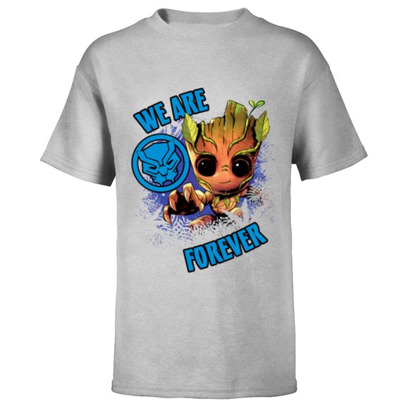 Marvel 85th Anniversary Groot Black Panther We Are Forever - Short Sleeve T-Shirt for Kids - Customized-Athletic Heather