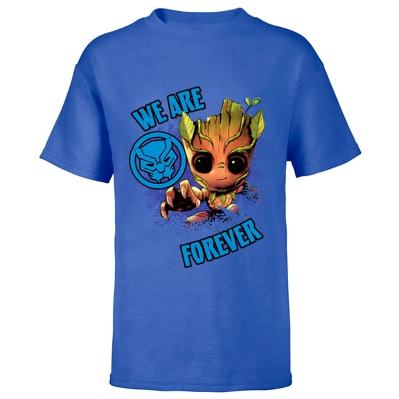 Marvel 85th Anniversary Groot Black Panther We Are Forever - Short Sleeve T-Shirt for Kids - Customized-Royal
