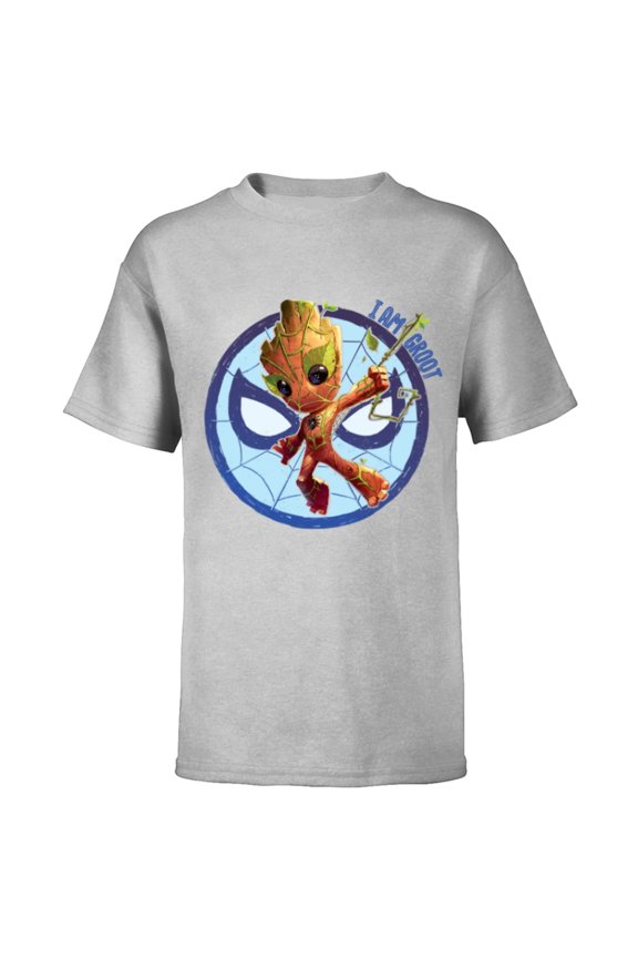 85th Anniversary I Am Groot Spider-Man Impression - Short Sleeve T-Shirt for Kids - Customized-Athletic Heather
