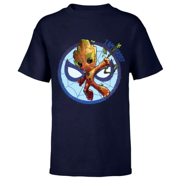 Marvel 85th Anniversary I Am Groot Spider-Man Impression - Short Sleeve T-Shirt for Kids - Customized-Navy