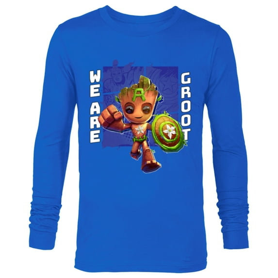Marvel 85th Anniversary We Are Groot Captain America - Long Sleeve T-Shirt for Men - Customized-Navy