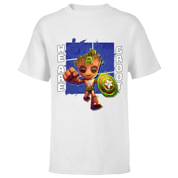 Marvel 85th Anniversary We Are Groot Captain America - Short Sleeve T-Shirt for Kids - Customized-White