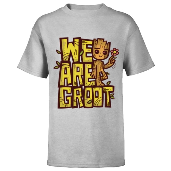 Marvel 85th Anniversary We Are Groot Garden Nature Flower - Short Sleeve T-Shirt for Kids - Customized-Athletic Heather