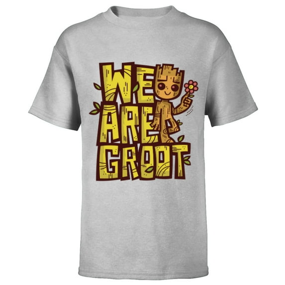 Marvel 85th Anniversary We Are Groot Garden Nature Flower - Short Sleeve T-Shirt for Kids - Customized-Athletic Heather
