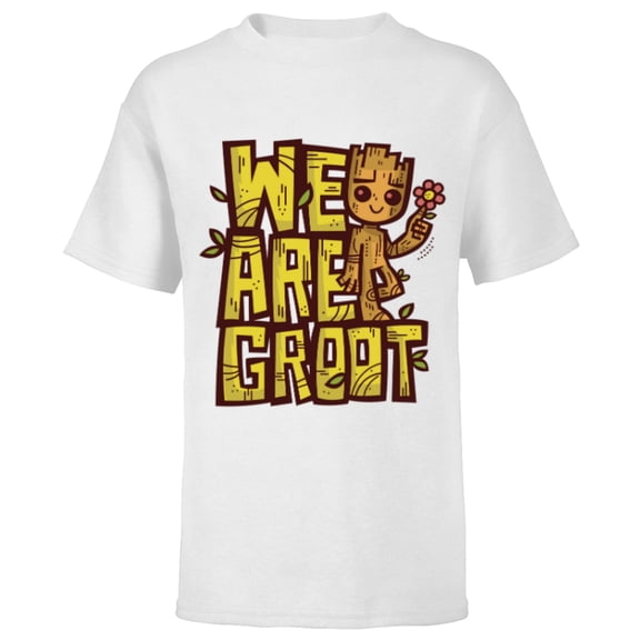 Marvel 85th Anniversary We Are Groot Garden Nature Flower - Short Sleeve T-Shirt for Kids - Customized-White