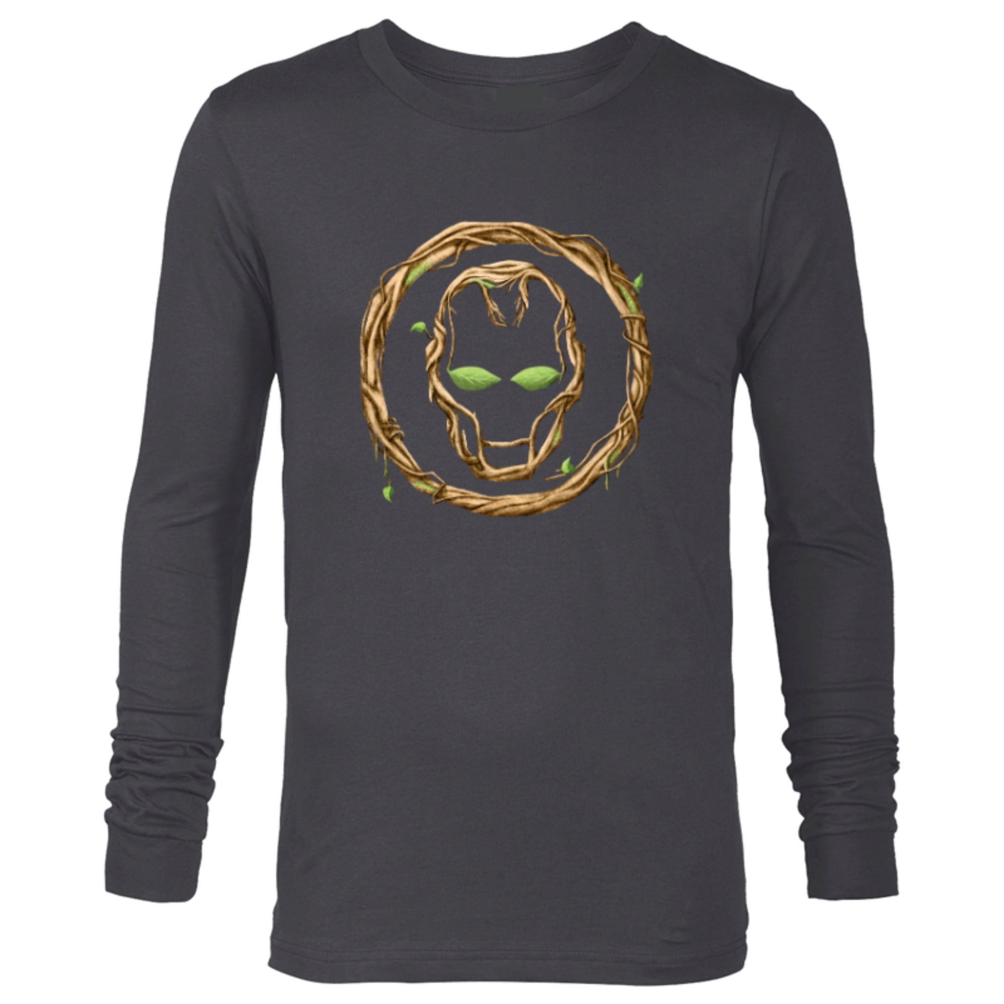 Marvel 85th Anniversary We Are Groot Iron Man Helmet Logo - Long Sleeve T-Shirt for Men - Customized-Charcoal Heather