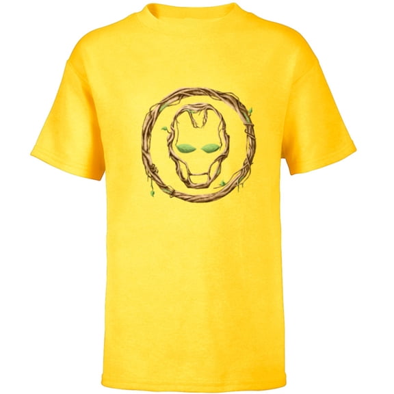 Marvel 85th Anniversary We Are Groot Iron Man Helmet Logo - Short Sleeve T-Shirt for Kids - Customized-Yellow