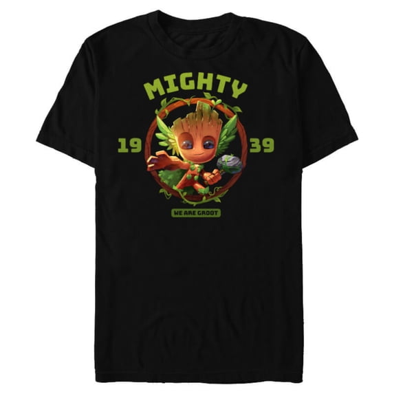Marvel 85th Anniversary We Are Groot Mighty Thor Impression - Short Sleeve Blended T-Shirt for Adults - Customized-Black