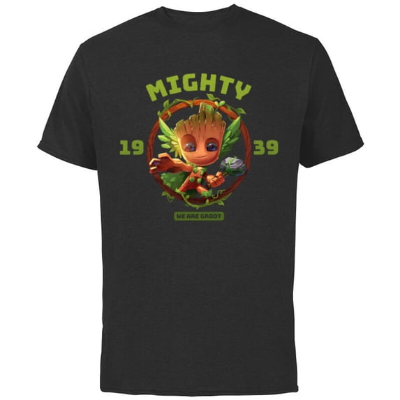 Marvel 85th Anniversary We Are Groot Mighty Thor Impression - Short Sleeve Cotton T-Shirt for Adults - Customized-Black