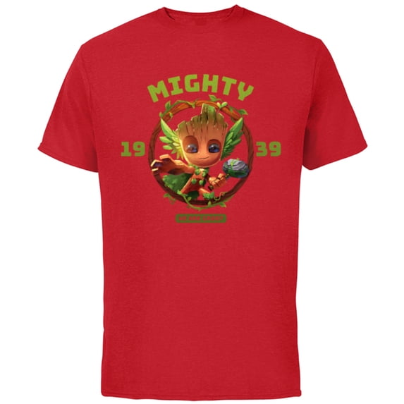 Marvel 85th Anniversary We Are Groot Mighty Thor Impression - Short Sleeve Cotton T-Shirt for Adults - Customized-Red