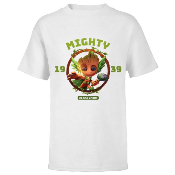 Marvel 85th Anniversary We Are Groot Mighty Thor Impression - Short Sleeve T-Shirt for Kids - Customized-White