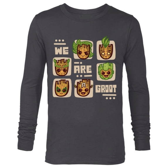 Marvel 85th Anniversary We Are Groot Super Hero Impressions - Long Sleeve T-Shirt for Men - Customized-Charcoal Heather