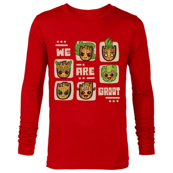 Marvel 85th Anniversary We Are Groot Super Hero Impressions - Long Sleeve T-Shirt for Men - Customized-New Red