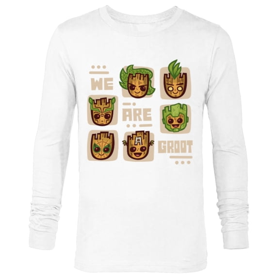 Marvel 85th Anniversary We Are Groot Super Hero Impressions - Long Sleeve T-Shirt for Men - Customized-White