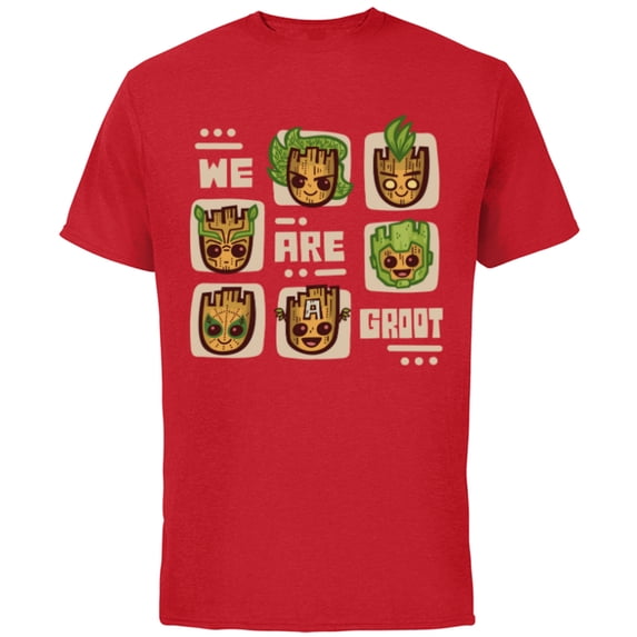 Marvel 85th Anniversary We Are Groot Super Hero Impressions - Short Sleeve Cotton T-Shirt for Adults - Customized-Red