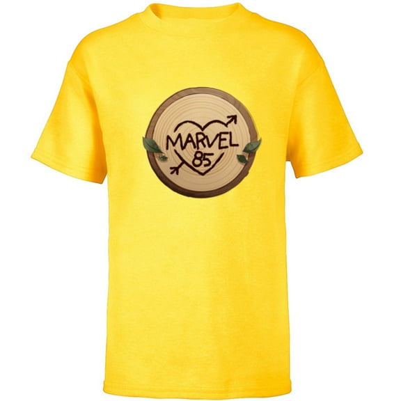 Marvel 85th Anniversary We Are Groot Tree Stump 85 Heart - Short Sleeve T-Shirt for Kids - Customized-Yellow