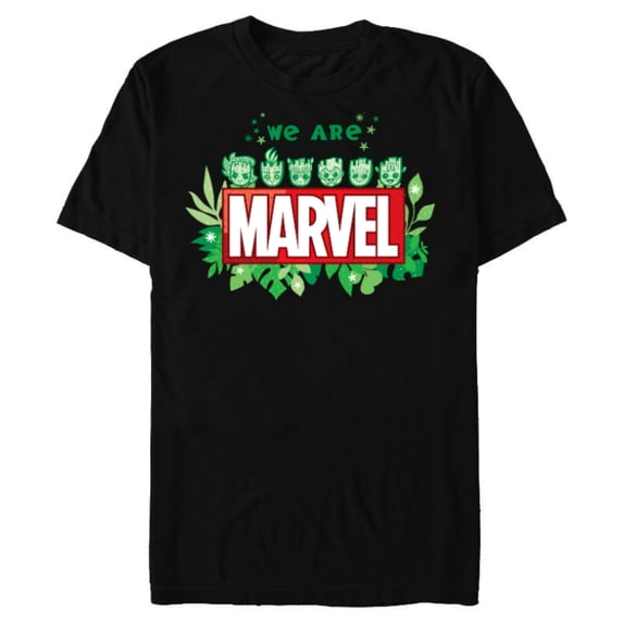 Marvel 85th Anniversary We Are Groot We Are Marvel Logo - Short Sleeve Blended T-Shirt for Adults - Customized-Black
