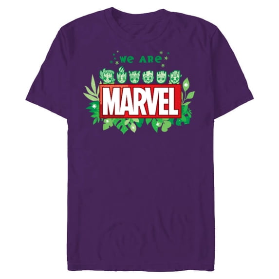 Marvel 85th Anniversary We Are Groot We Are Marvel Logo - Short Sleeve Blended T-Shirt for Adults - Customized-Purple