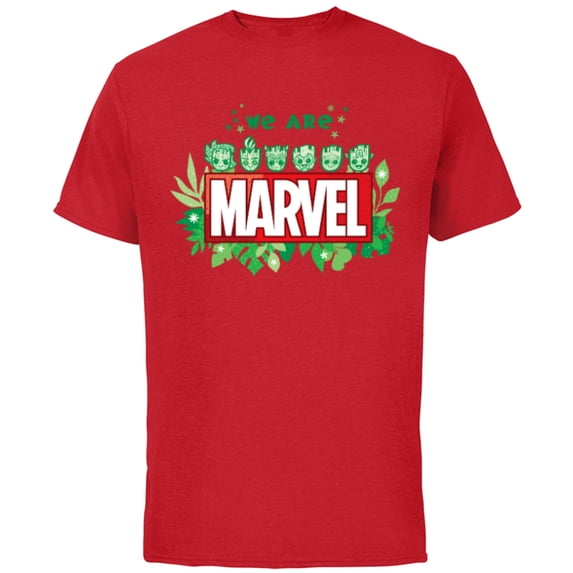 Marvel 85th Anniversary We Are Groot We Are Marvel Logo - Short Sleeve Cotton T-Shirt for Adults - Customized-Red