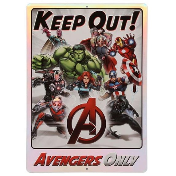 Marvel 90163786-S Avengers Only Keep Out Prismatic Embossed Tin Sign