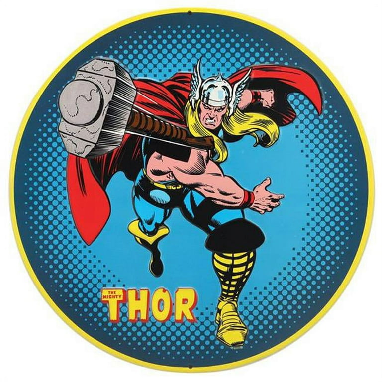 Marvel 90166531-S Thor Classic Round Embossed Tin Sign - Walmart.com