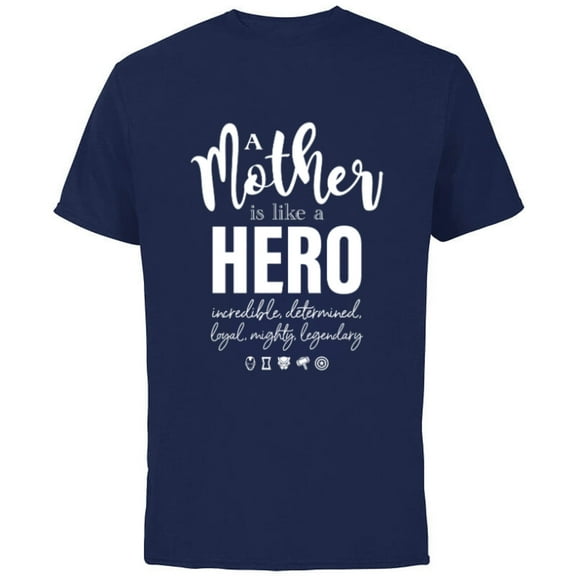 Marvel A Mother Is Like A Hero - Short Sleeve Cotton T-Shirt for Adults - Customized-Navy
