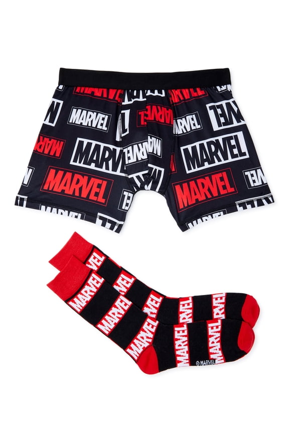 , Adult Mens, Boxer Briefs and Crew Socks, 2-Piece Set, Size S-2XL