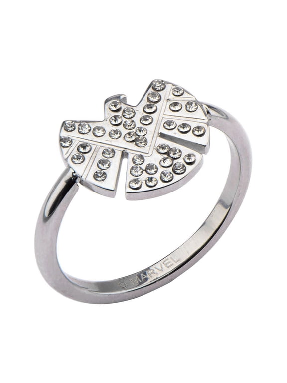 Marvel Agents Of Shield Logo with Rhinestones Stainless Steel Ring | 6