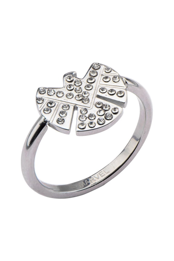 Marvel Agents Of Shield Logo with Rhinestones Stainless Steel Ring | 6