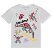 Marvel Amazing Spiderman Super Hero Girls Short Sleeve T-Shirt- Little and Big Girl Sizes 4-16 Ivory