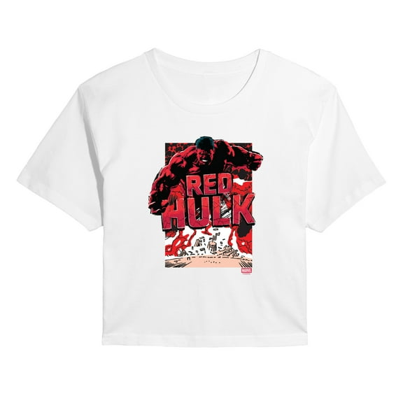 Marvel - Angry Red Hulk - Juniors Cropped Graphic T-Shirt