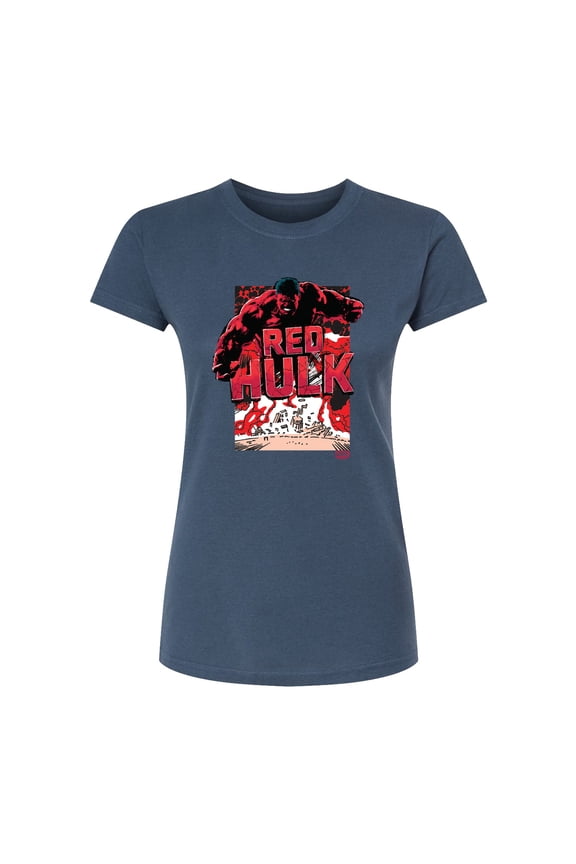 - Angry Red Hulk - Juniors Fitted Graphic T-Shirt