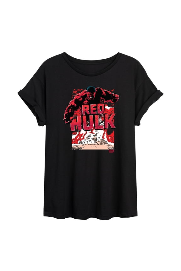 - Angry Red Hulk - Women's Oversized Graphic T-Shirt