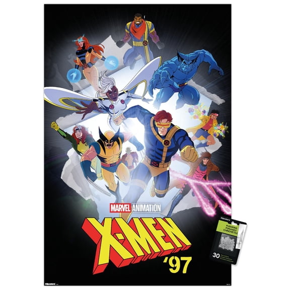 Marvel Animation X-Men '97 (2024) - Paper Burst One Sheet Wall Poster with Push Pins, 22.375" x 34"
