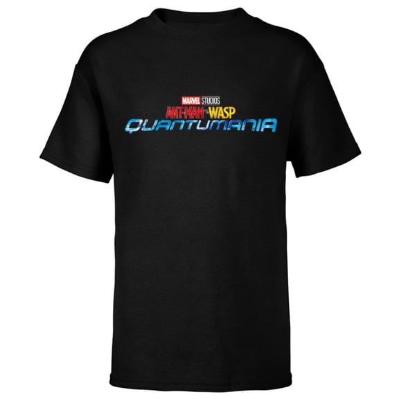 Marvel Ant-Man and the Wasp: Quantumania Movie Logo - Short Sleeve T-Shirt for Kids - Customized-Black