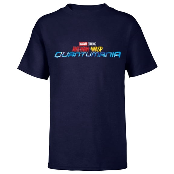 Marvel Ant-Man and the Wasp: Quantumania Movie Logo - Short Sleeve T-Shirt for Kids - Customized-Navy