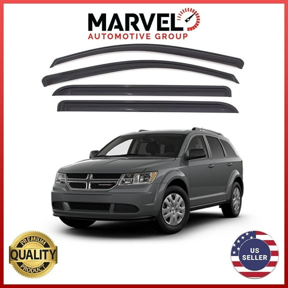 Marvel Automotive Group Smoke Window Sun Vent Visor Rain Guards Deflectors for Dodge Journey 2009-2020, 4 Pack